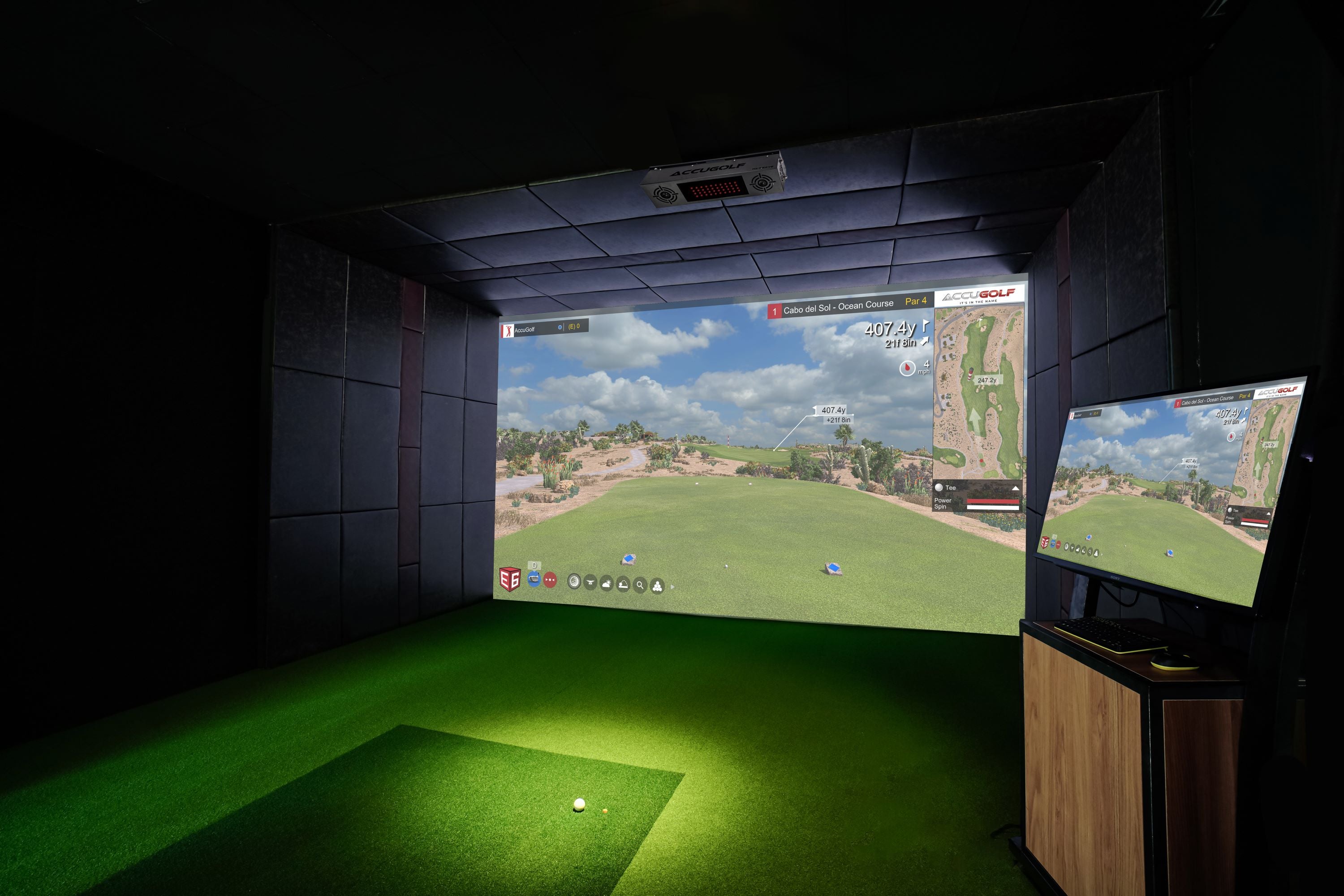 indoor golf simulation room