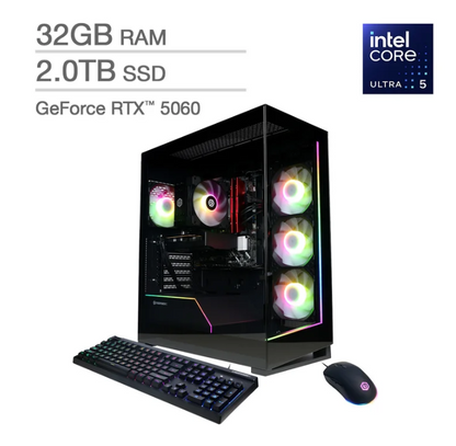 CyberPowerPC Gamer Xtreme Gaming Desktop - Intel Core Ultra 5 225F – NVIDIA GeForce RTX 5060 - Windows 11 Home – 32GB RAM – 2TB SSD