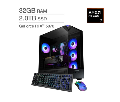 iBUYPOWER Element Gaming PC Desktop - AMD Ryzen 7 9800X3D - NVIDIA GeForce RTX 5070 12GB - Windows 11 Home - 32GB RAM - 2TB SSD